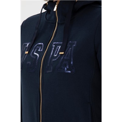 Kadın Lacivert Kapüşonlu Fermuarlı Sweatshirt