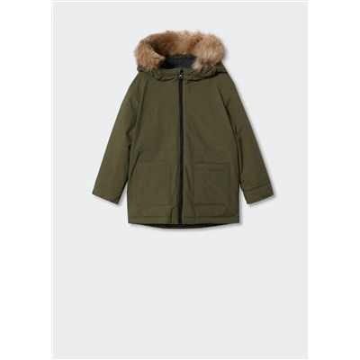 Anorak capucha pelo -  Niño | MANGO OUTLET España