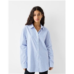 Striped long sleeve poplin shirt