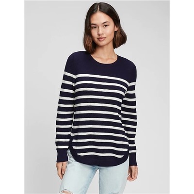 Curved Hem Crewneck Sweater