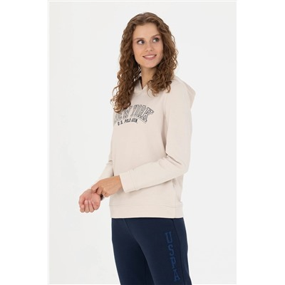 Kadın Krem Kapüşonlu Sweatshirt