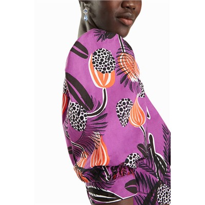 Blusa corta cremallera trasera