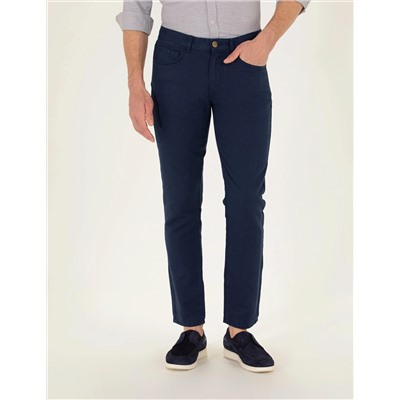 Lacivert Slim Fit Kanvas Pantolon