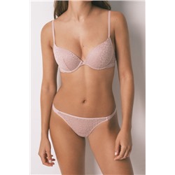 Tanga encaje animal print rosa