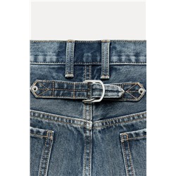 DENIM TRF LOW-RISE BERMUDA SHORTS WITH TAB