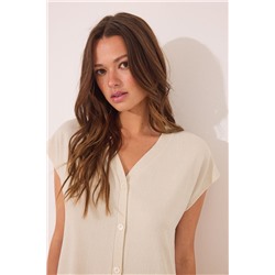 Conjunto pantalón y camiseta marfil lurex