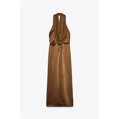 SATIN HALTER MIDI DRESS