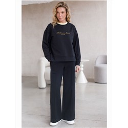 Свободный свитшот с принтом и разрезами из эластичного футера двухнитки без начеса