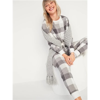 Patterned Micro Performance Fleece Pajama Set for Women