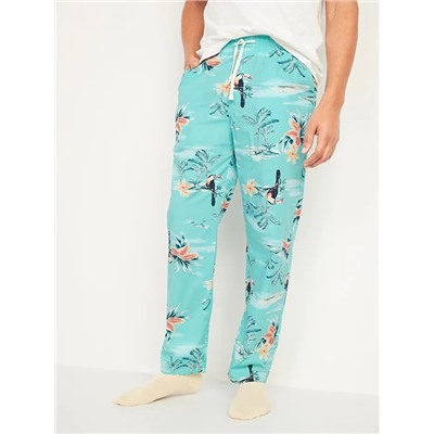 Printed Poplin Pajama Pants for Men