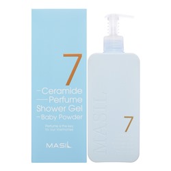 061535 MASIL 7 CERAMIDE PERFUME SHOWER GEL BABY POWDER Парфюмированный гель для душа с керамидами и ароматом детской присыпки 500мл