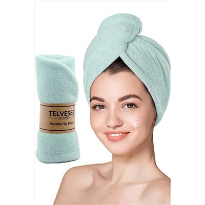 Telvesse Kalın Mikrofiber Saç Havlusu Plaj Deniz Havuz Bonesi Kurulama Banyo Saç Kurutma Baş Havlusu Turkuaz sachavlusu