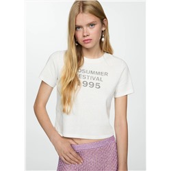 Camiseta crop estampada