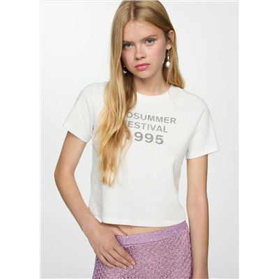 Camiseta crop estampada