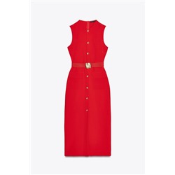 VESTIDO MIDI CREPE CINTURÓN