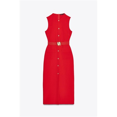 VESTIDO MIDI CREPE CINTURÓN