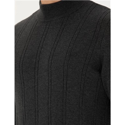 Antrasit Melanj Slim Fit Kazak
