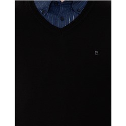 Siyah Slim Fit V Yaka Basic Triko Kazak