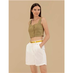 Yeşil Crop Top Bluz