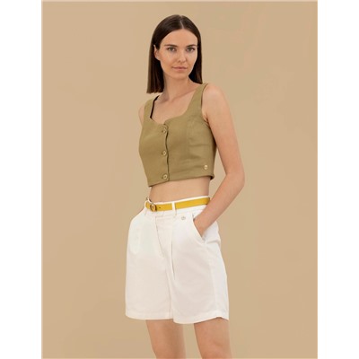 Yeşil Crop Top Bluz
