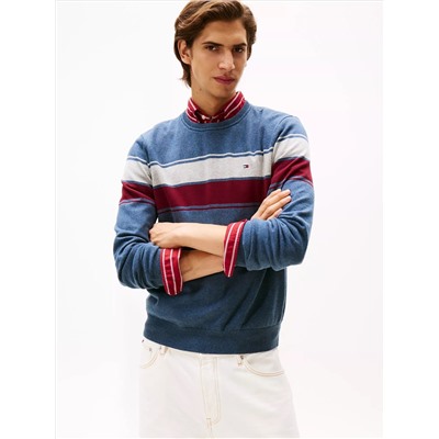 Block-Stripe Crewneck Sweater