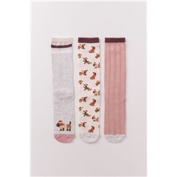 Pack 3 calcetines largos algodón perros salchichas
