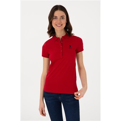 Kadın Kırmızı Basic Polo Yaka Tişört