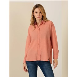 Pembe Oversize Uzun Kollu Gömlek