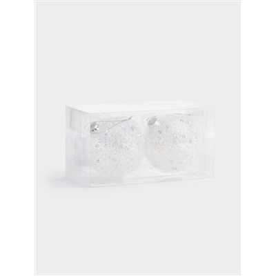 Игрушка елочная, 8 см, 2 шт, стекло, Шар с каплями, Event