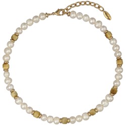 Колье Селена (жемчуг белый 8мм, улексит; покрытие золото) 40-45см, Есть комплект