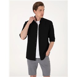 Siyah Slim Fit Uzun Kollu Gömlek