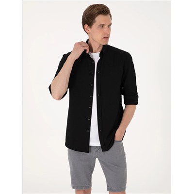 Siyah Slim Fit Uzun Kollu Gömlek