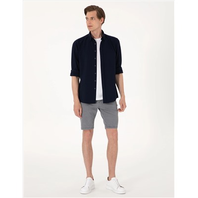 Lacivert Slim Fit Uzun Kollu Gömlek