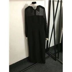 New Medusa Portrait из прозрачной сетки с золотыми пуговицами и открытыми плечами, платье с длинными рукавами на талии, черное, S-XL, [размер M; ширина плеч 36, обхват груди 90, обхват талии 78, длина рукава 66, Длинная одежда 135】