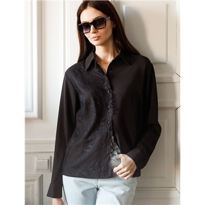 Блузка вечерняя из креп шифона с кружевом