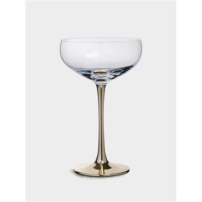 Бокал-креманка для шампанского, 270 мл, 2 шт, стекло, золотистая ножка, Ravello