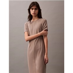 Compact Stretch Crepe Shift Dress