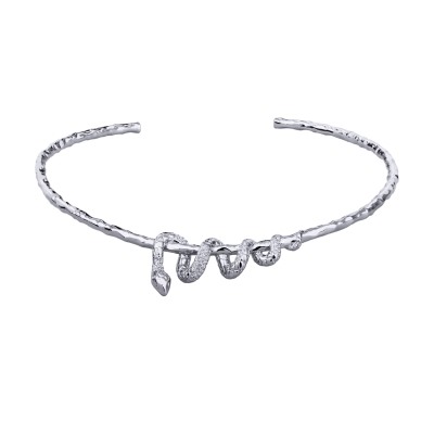 Колье Змея (кристаллы SW белые; покрытие родий), Есть комплект