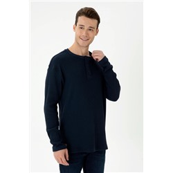 Erkek Lacivert Bisiklet Yaka Comfort Sweatshirt