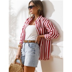 Блузка свободного силуэта в полоску из эластичного хлопка