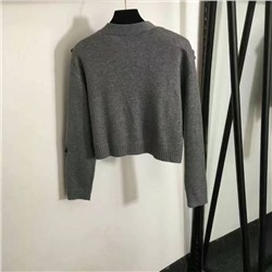 Valentin* новая высокая версия вязаный кардиган с длинными рукавами и V-образным вырезом из 100% шерсти, серый, SML, [размер M; ширина плеч 49, обхват груди 96, длина рукава 50, длина платья 44]