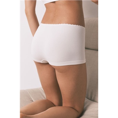 Braga boxer sin costuras canalé blanca