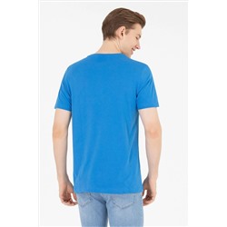 Erkek Saks Basic Bisiklet Yaka Tişört