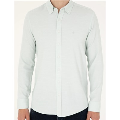 Yeşil Slim Fit Uzun Kollu Gömlek