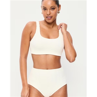 Ribbed Scoop-Neck Swim Top