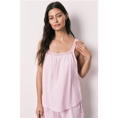 Pijama corto algodón encaje rosa