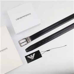 Мужской ремень из серой глянцевой кожи с вращающейся пряжкой  АРМАН*И