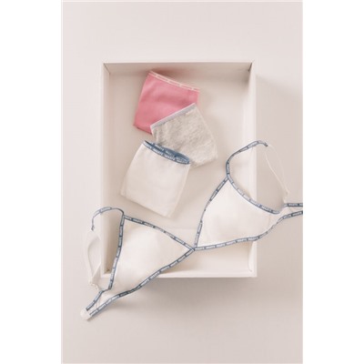 Pack 3 bragas clásicas algodón gris, rosa, blanco