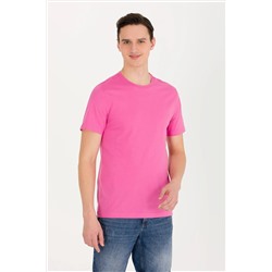 Erkek Pembe Basic Bisiklet Yaka Tişört