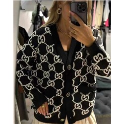 Женский жаккардовый однобортный кардиган с двойной буквой G  GUCC*I
